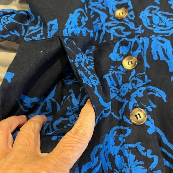 NWT Free People Linen "A Thing Called Love" Dress Blue Combo Mini Floral Size 8 - Picture 12 of 13